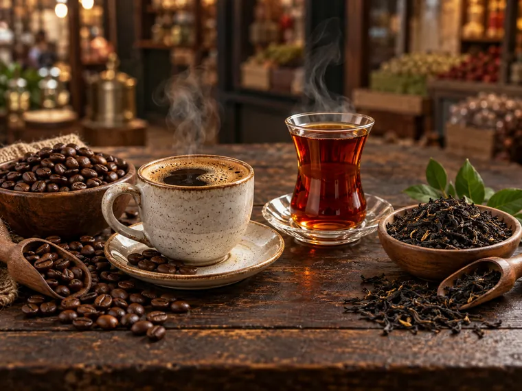 Kahve çekirdeği, Türk kahvesi ve dökme çay