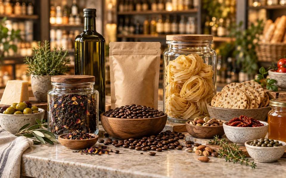 Çay, kahve, makarna, zeytinyağı ve gurme ürün çeşitleri